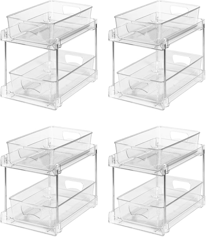 4 Pack Clear Bathroom Organizers and Storage