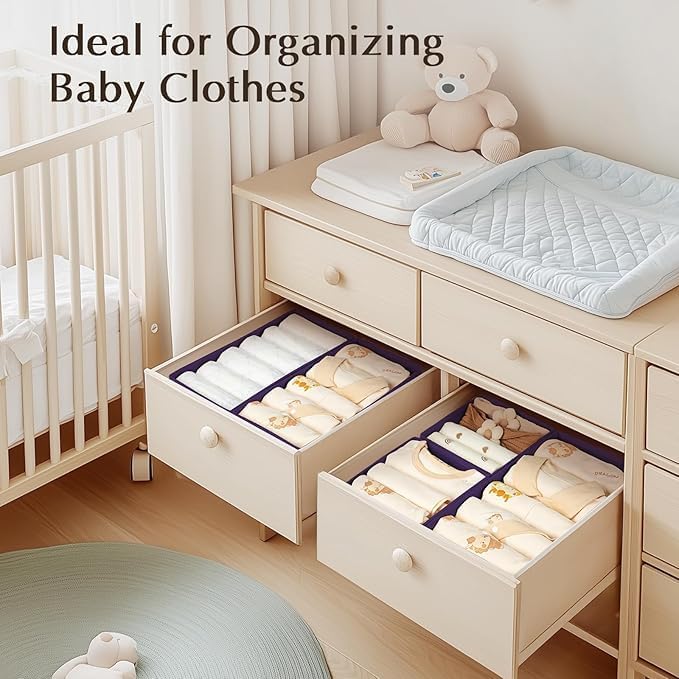 Drawer Organizers Clothes, Set of 16 Dresser Organizer Bins, Purple