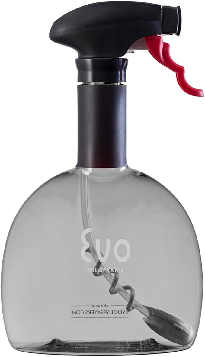 Evo Original Oil Sprayer, Non-Aerosol for Olive Oil, Cooking Oils, and Vinegars, Charcoal, 24-Ounce Capacity