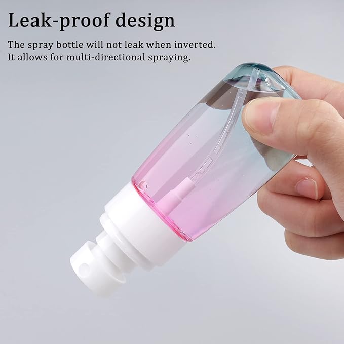Cosywell Fine Mist Spray Bottles TSA Approved 2oz 60ml 3 Pack Leak Proof Travel Spray Bottle Empty Small Spray Bottles for Perfume Essential Oils Toners Rose Water Cosmetics (3Gradient Pink Blue)