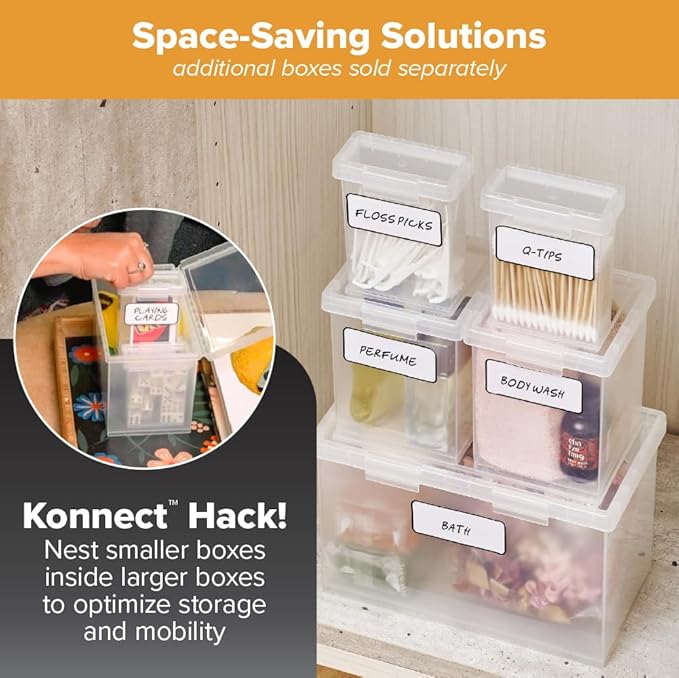 Bostitch Konnect Storage Containers with Lids, 1 1.5 Qt Box, 2 0.5 Qt Boxes
