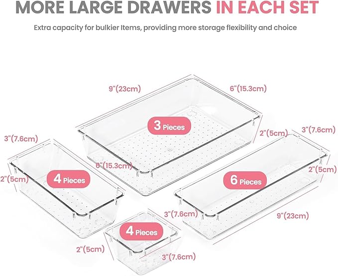 DAY Makeup Drawer Organizer Trays 17 PCS