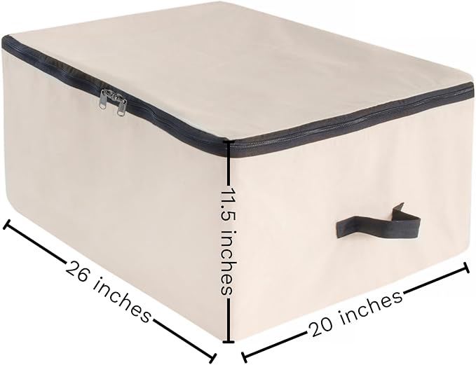 Canvas Under Bed Storage Bags, Canvas Storage Bags with Zipper for Comforters