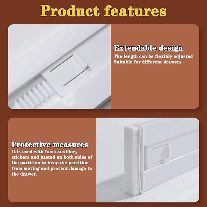 8 Pcs Drawer Dividers for Clothes, 8, white‌