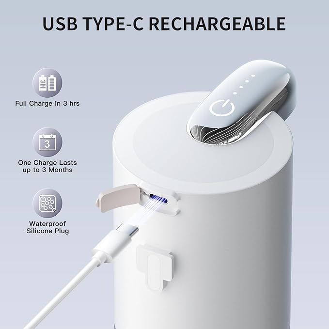 CHICLEW Automatic Foam Soap Dispenser 400ML, Rechargeable Liquid Hand Soap Dispensers Touchless with 4 Adjustable Levels, Motion Sensor Waterproof Wall Mount Foaming Soap Dispenser for Bathroom