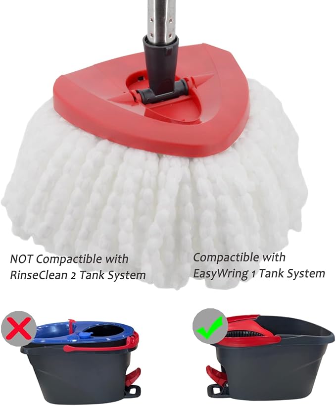 4 Pack Mop Replacement Heads Compatible with 1 Tank System Microfiber Spin Mop Replace Head Mop Refills Safe for Deep Cleaning All Hard-surfaced Floors
