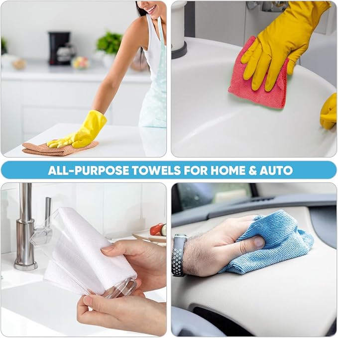 AIDEA Microfiber Cleaning Cloth Roll, 55 Sheets Shop Towels Washable, Microfiber Towels for Cars, Shop Rags Reusable Paper Towel for Automotive, Workshop, House, Kitchen, Cleaning Supplies11×9" Coffee