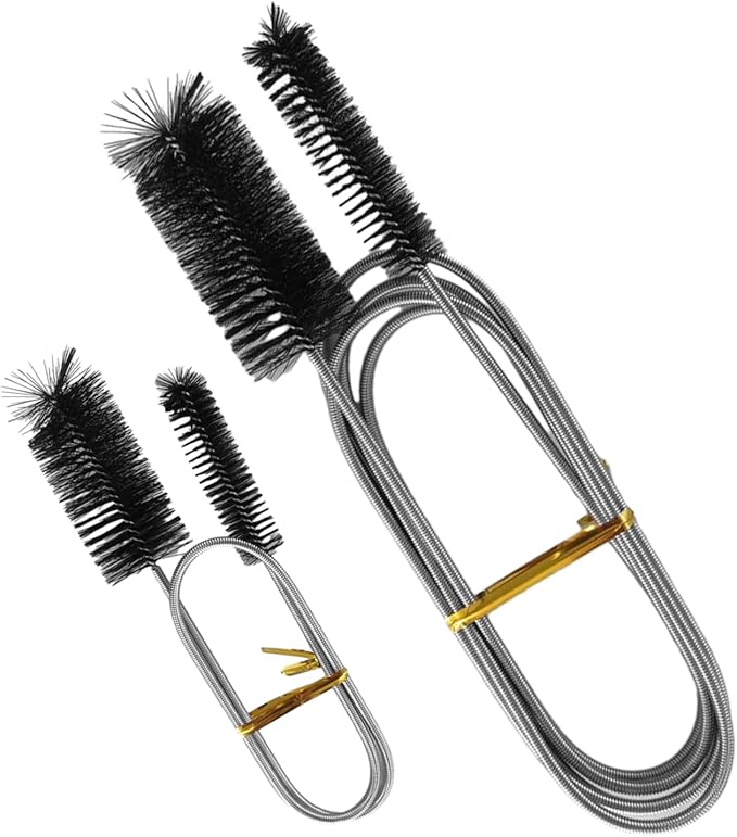 2pcs Flexible Long Drain Brush Set, Hose Pipe Stainless Steel Nylon Bristles Brushes with Dual Heads Tube Cleaner Brush for Kitchen, Sink, Drain Pipe