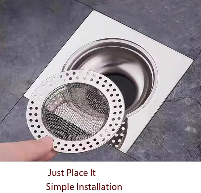 Shower Drain Hair Catcher, Shower Drain Basket, Easy to Clean Stainless Steel Mesh Hair Trap