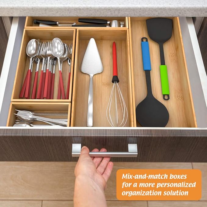 Bamboo Kitchen Drawer Organizer, 12"3"2.5"