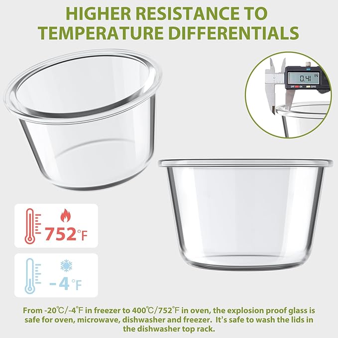 16oz Glass Meal Prep Containers, Airtight 2 Cup Glass Storage Containers with Lids, Heat-Resistant BPA-Free Borosilicate Glass Soup Container for Leftover, Microwave, Dishwasher&Freezer Safe (4 Packs)