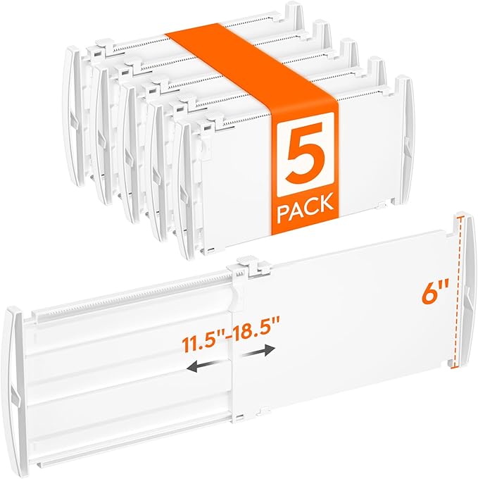 6" Tall 5 Pack Drawer Dividers