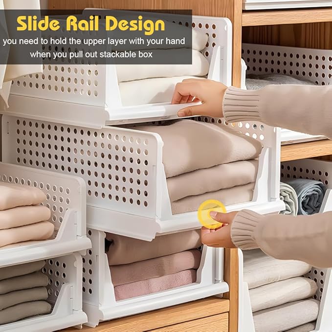 Yazi 5 Pack Stackable Closet Storage Box