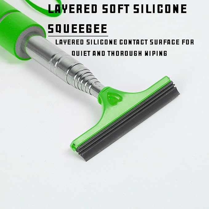 8sanlione Car Rearview Mirror Wiper, Retractable Auto Glass Squeegee, Water Cleaner with Telescopic Long Rod, Portable Cleaning Tool for All Vehicles