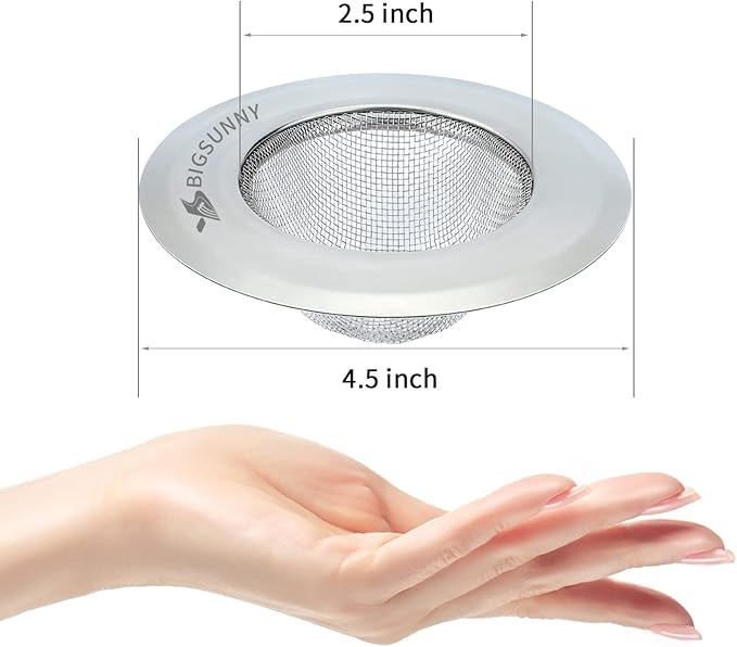 BIGSUNNY Stainless Steel Sink Strainer Set of 2 (4.5 inch) - Kitchen Drain