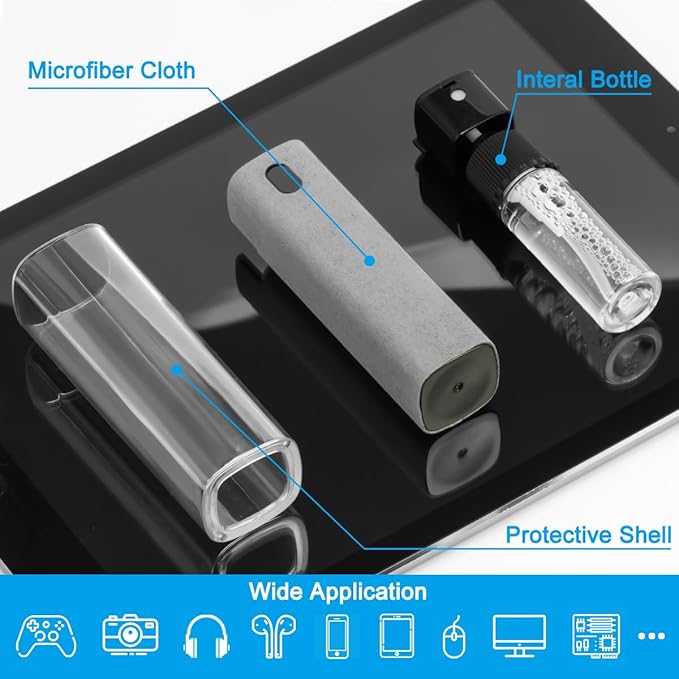 Screen Cleaner Touchscreen Mist Spray, walrfid Cleaning Kit for Electronic Smart Phone TV, Laptop, Tablet, PC, Computer LCD Flat Screens, Eyeglasses