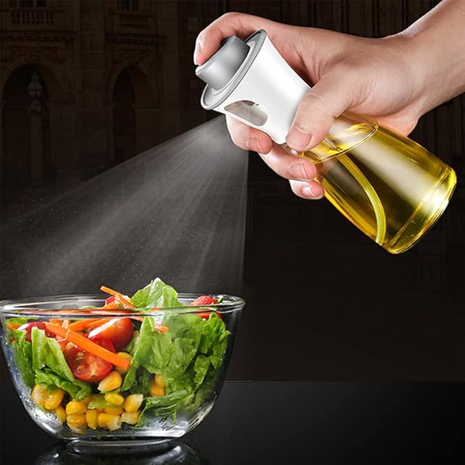 180ml Oil Sprayer Glass Oil Dispenser Bottle Spray Lemon Juice Sprayer for Cooking, Salad, Baking，Cleaning, Plants(White)