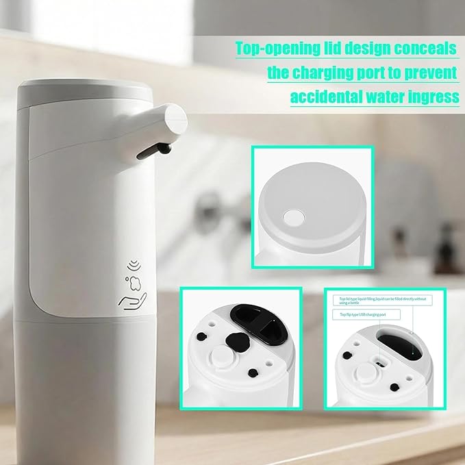 Foaming Soap Dispenser, Touchless & Rechargeable, Fingerprint-Resistant Matte Finish, Automatic Foam Soap Dispenser for Bathroom & Kitchen Countertop