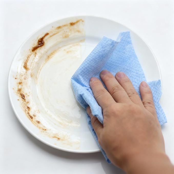 Reusable Coconut Fiber Dishcloth Roll – Eco-Friendly Cleaning Cloths, 20 Sheets (25×25 cm), Strong Absorbent Quick-Dry Towels for Kitchen,Bathroom,Garage,Car,Multiuse, Easy-Tear Perforated Roll, Blue