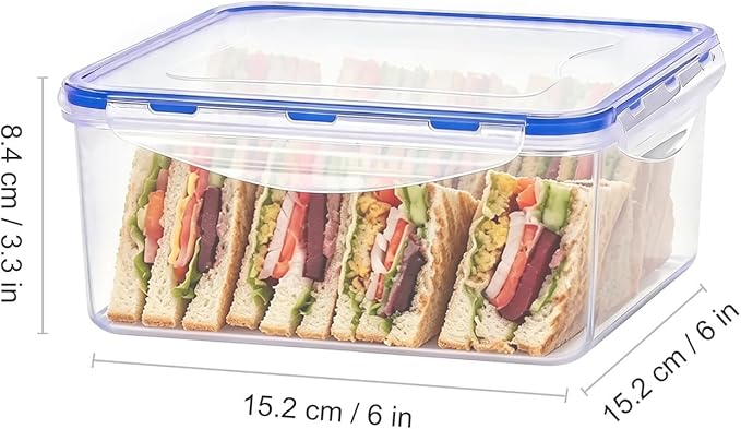 KIGI 81 oz Large Square Food Storage Containers with 4-Sided Locking Lid, Airtight & Leak proof, Ideal for Lunch and Meal Prep, BPA-Free Plastic