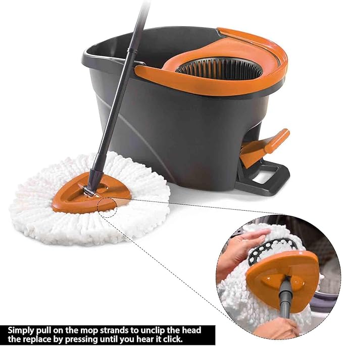 2Pack Spin Mop Replacement Heads,Spinning Mop Replace Head for Easy Wring Mop, 100% Microfiber Mop Head Replacement Compatible with Triangle Spin Mop Refill for Floor Cleaning,White