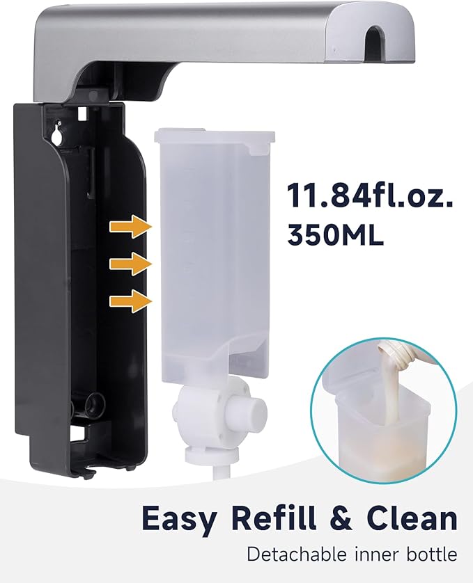 AIKE 2 Chambers Shower Shampoo and Conditioner Dispenser 2 x 11.8 fl.oz. for Bathroom(Silver)