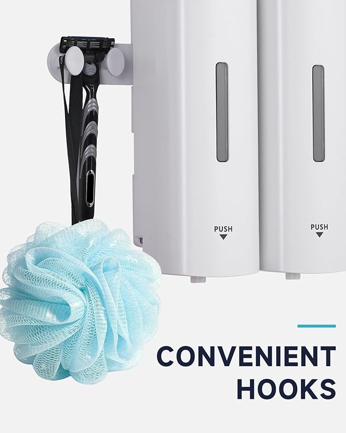 AIKE 3 Chambers Shower Shampoo and Conditioner Dispenser 3 x 11.8 fl.oz. for Bathroom(White)