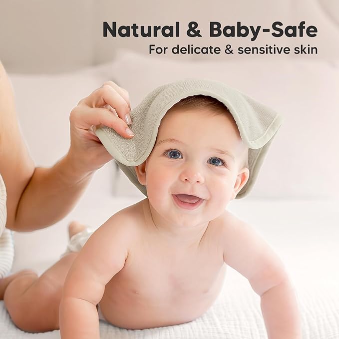 6-Pack Baby Washcloths – Soft Absorbent Viscose from Bamboo Washcloths for Face, Body, Baby Towels for Newborn, Kids, Toddlers, Infant,Gentle on Sensitive Skin,10x10 Reusable Face Towels(Stone/Dove)