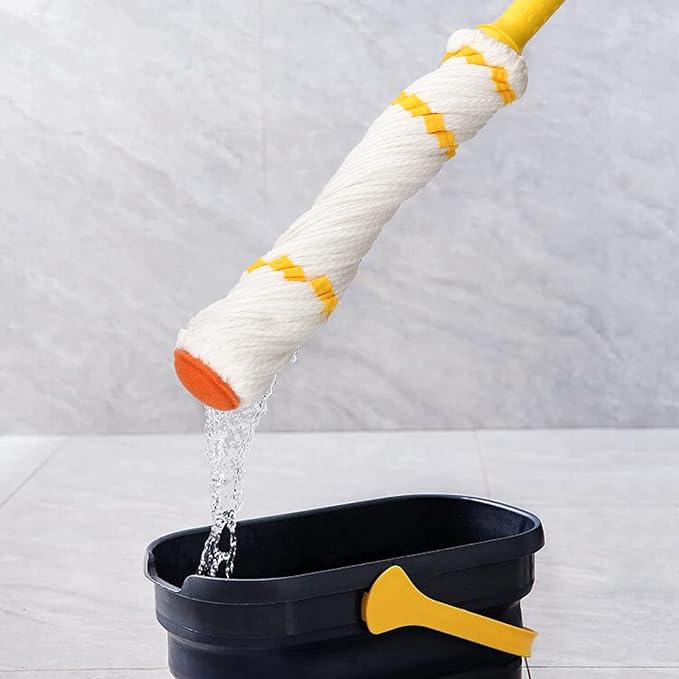 Self-Wringing Twist Mops with 1 Extra Refill, Microfiber Mops for Floor Cleaning with 57 " Long Handle, Easy Wringing Floor Mop for Hardwood Commercial Household Clean (1 Handle & 2 Mop Heads)