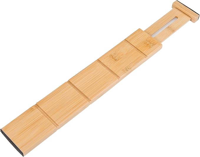 Lipper International Bamboo Wood Custom Fit Adjustable Dresser and Kitchen Drawer Dividers with Inserts, 13 1/4" to 17 1/4" Deep x 2 3/8" Tall, Set of 4