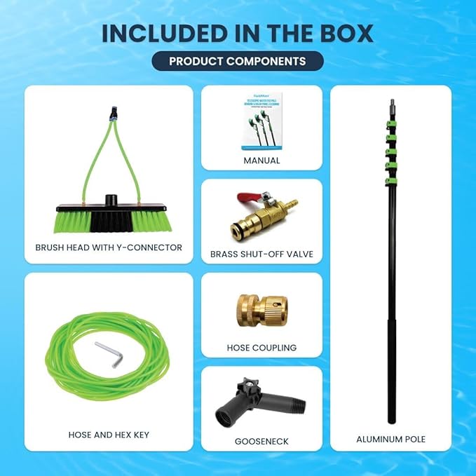 30 Feet Reach Solar Panel Cleaning Brush & Pole Water Fed Pole Kit