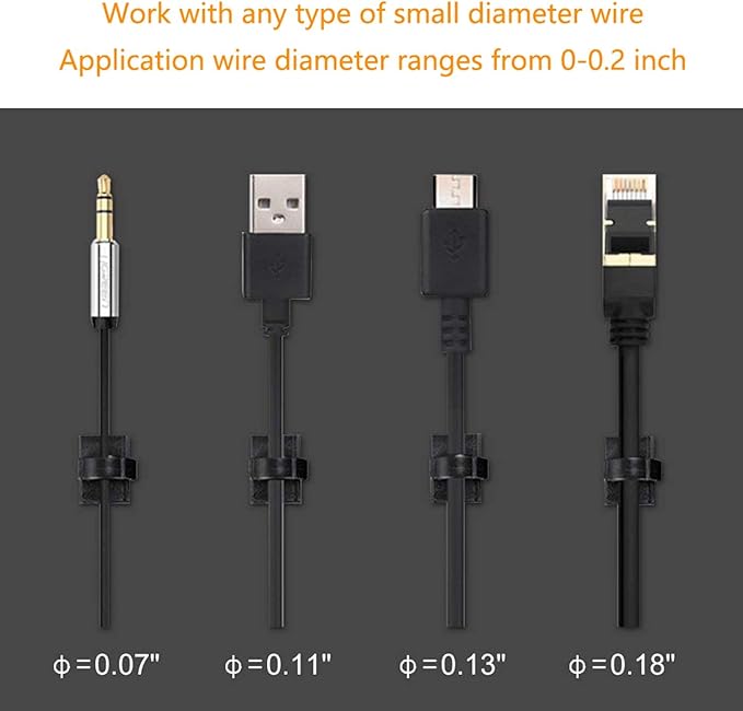 Adhesive Clips Strong Wire Holders 100 Pack Self-Adhesive Wire Clip Cable Cord Desk Management for Office Home and Car
