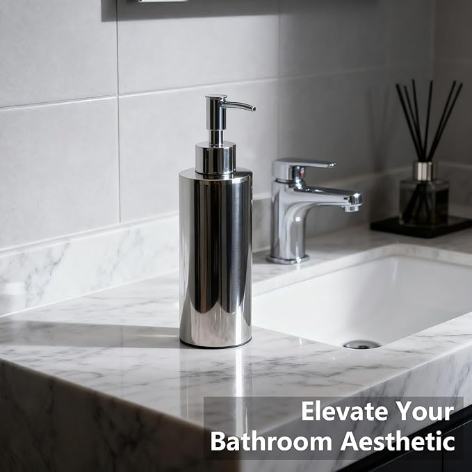 Stainless Steel Soap Dispenser, which is Suitable for Kitchen and Bathroom Hand sanitizer and Shower Gel Shampoo, (7.5OZ/220ML)