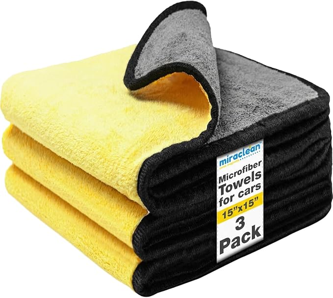 Microfiber Towels for Cars - 15.7" x 15.7" inches, Highly Absorbent Professional Grade Drying Towel Set for Superior Cleaning and Drying Performance - Car Drying & Kitchen Towel - Pack of 3
