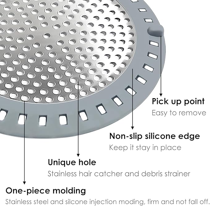 Huntonry Drain Hair Catcher, Shower Hair Drain Catcher, Shower Drain Cover, Bathtub Drain Strainer, Tub Hair Catcher
