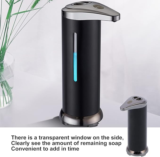 250ml Soap Dispenser, Automatic Soap Dispenser Touchless Touchless Hand Soap Dispenser for Home Bathroom Kitchen School Hotel (Black)