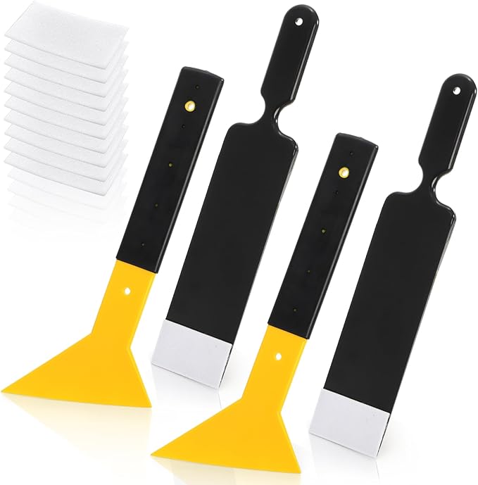 4 Pieces Window Tint Tools, Long Handle Bulldozer Squeegee Scrubber Paddle Squeegee