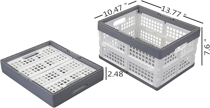 Teyyvn 2-Pack Collapsible Crate with Handle, Stackable Grocery Shopping Baskets