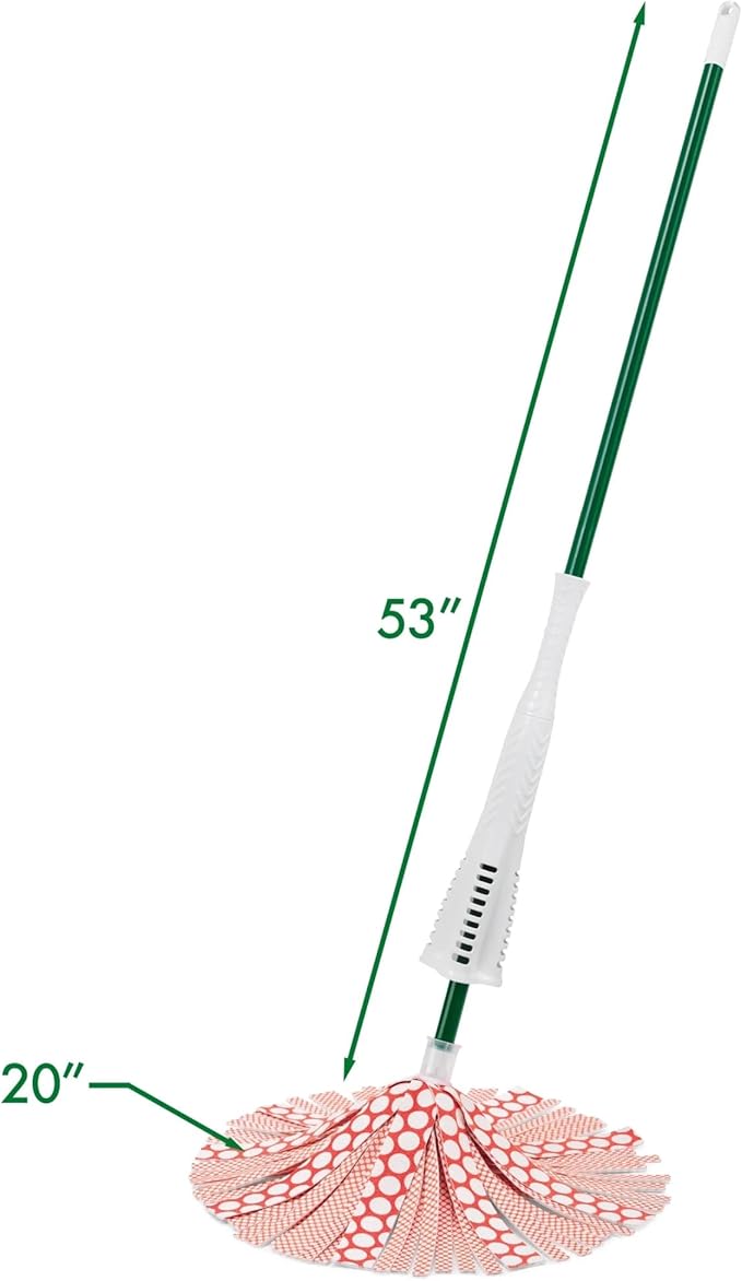 Wonder Mop with Microfiber Fibers Green Steel Handle.