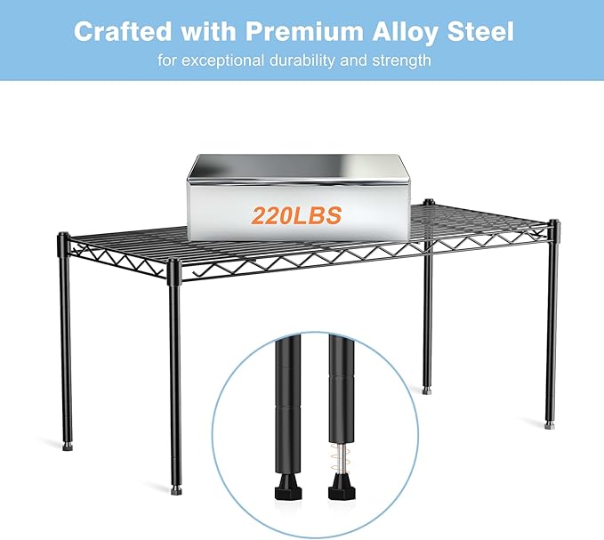 1-Tier Wire Shelf Rack,30" Wx14 Dx17 H,Single Metal Shelves Rack,Height Adjustable Metal Wire Shelving Unit and Storage for Kitchen,Cabinet,Countertop,Under-Sink,Closet,Pantry,Bathroom