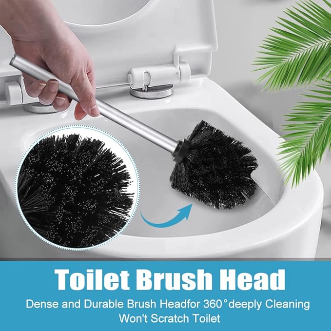 2PCS Toilet Bowl Brush Replacement Head, Toilet Brush Head Replacement with Durable Stiff Bristles, Cleaning Tool for Home Hotel Bathroom (Color:Black)