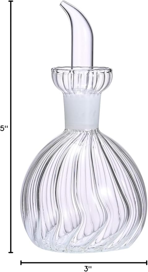 ELETON Stripe BallBorosilicate Glass Olive Oil Dispenser – Non Drip 5 oz Bottle for Kitchen, Leak Proof Vinegar Cruet, Easy Clean Modern Pourer(5oz/125ml)