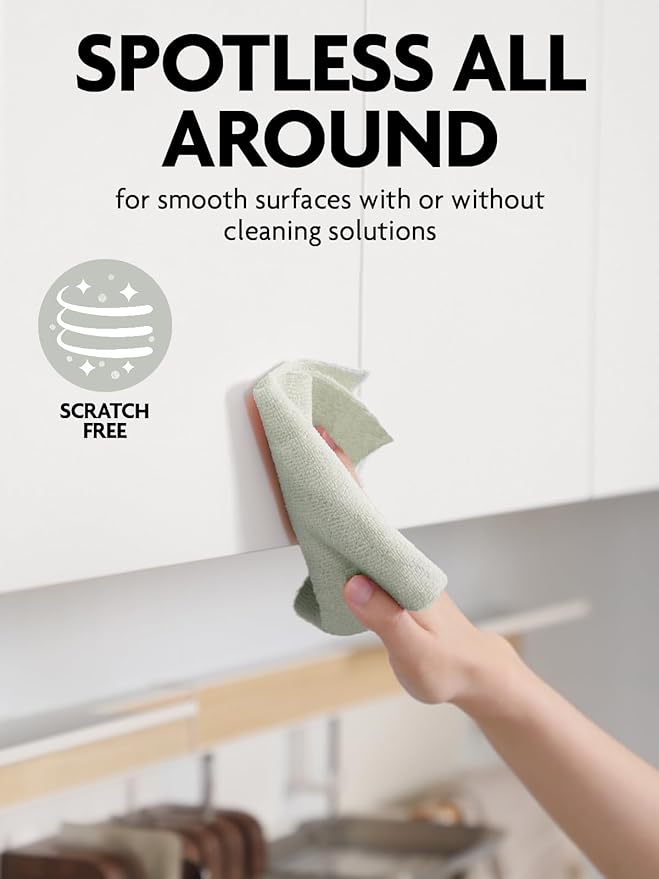 Fantasticlean Tear Away Dish Cloth - 40 Sheets - 10'' by 10'', Reusable Washable Kitchen Towel Rolls, Super Absorbent and Thick Microfiber Cleaning Cloths (2 Rolls of Beige and MossGreen)
