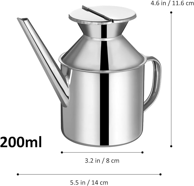MAGICLULU Stainless Steel Oil Dispenser Bottle 3Oz Kitchen Oil Pot with Long Spout Refillable Grease Saver for Olive Vinegar and Salad Dressings
