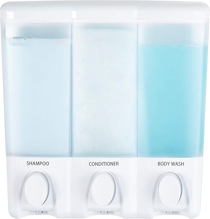 Better Living Products 72350 Clear Choice 3-Chamber Shower Dispenser, White
