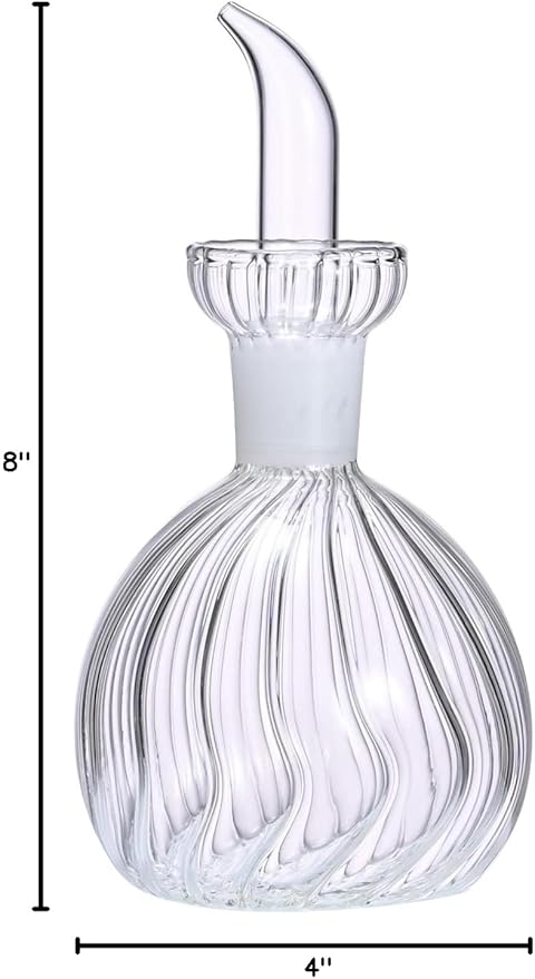 ELETON Stripe Ball Borosilicate Glass Olive Oil Dispenser – Non Drip 16 oz Bottle for Kitchen, Leak Proof Vinegar Cruet, Easy Clean Modern Pourer(16oz/500ml)