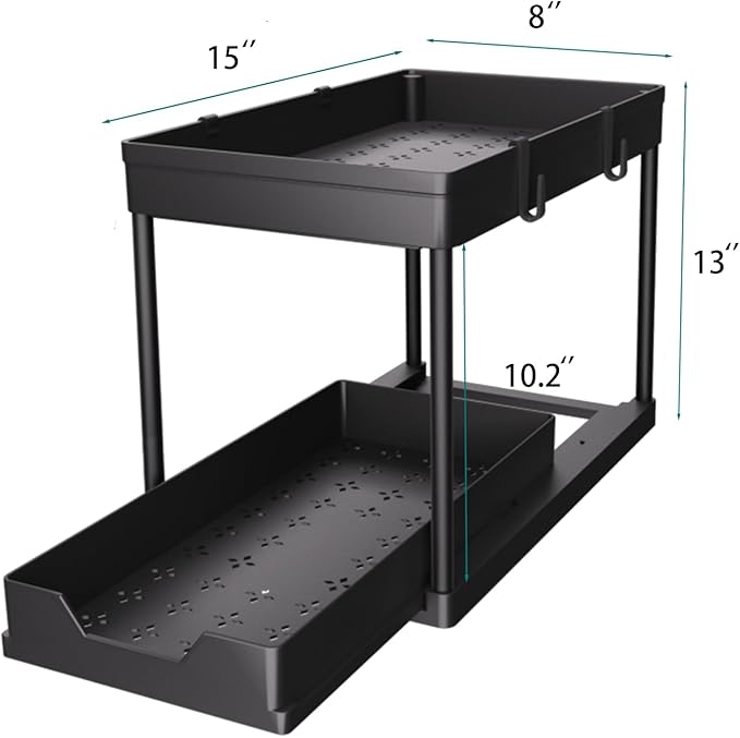 Under Sink Organizer 2 Pack, Bathroom Cabinet Organizer