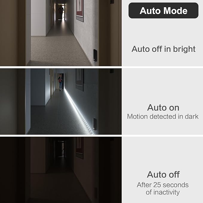 WOBANE Motion Sensor Closet Strip Lights, Rechargeable Motion Activated Light, Battery Powered 6.56ft LED Strip, 60 LEDs Homelife Bar for Wardrobe,Stair,Pantry,Counter,Cabinet,Bed,6000K White,Black