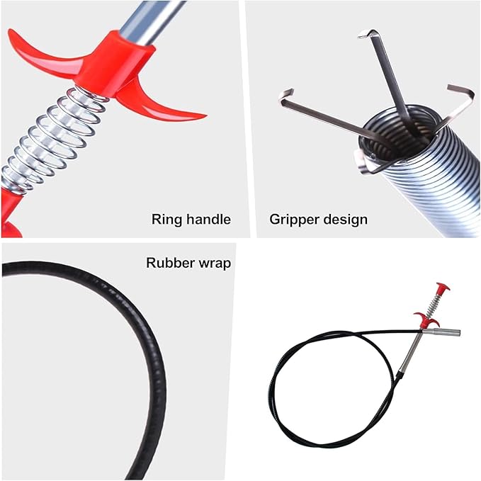 Flexible Grabber Claw Pick Up Reacher Tool 4 Claws Bendable Hose Pickup Reaching Assist Tool for Litter Pick, Home Sink Drains Toilet Trash Hair Clog Sink Snake Remover Tool (36 Inch)