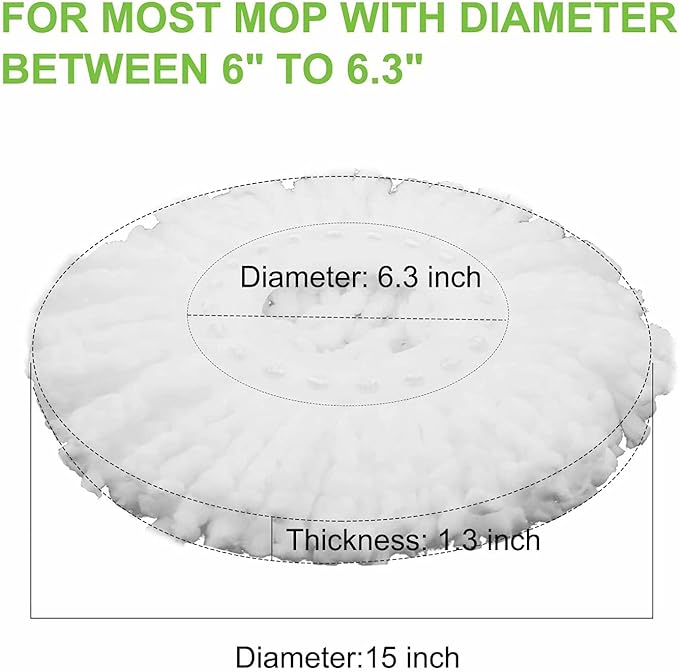 Mop Head for Hurricane Spin Mop Microfiber Mop Head Refills Round Mop Pads 3 Pack